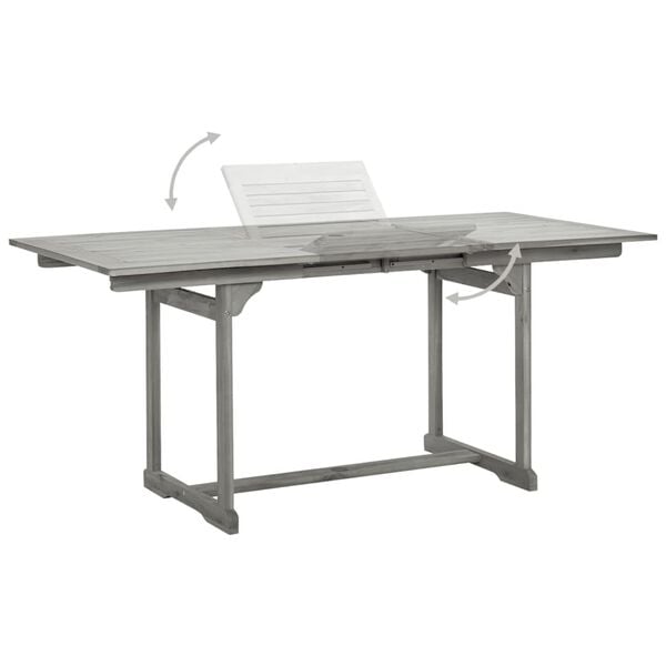 vidaXL Garden Table Grey Solid Acacia Wood Medium Extendable