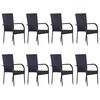 vidaXL Dining Set Black Solid acacia wood, Powder-coated steel, PE rattan