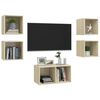 vidaXL TV Cabinet Set Sonoma Oak Engineered Wood Medium Wall Mounting