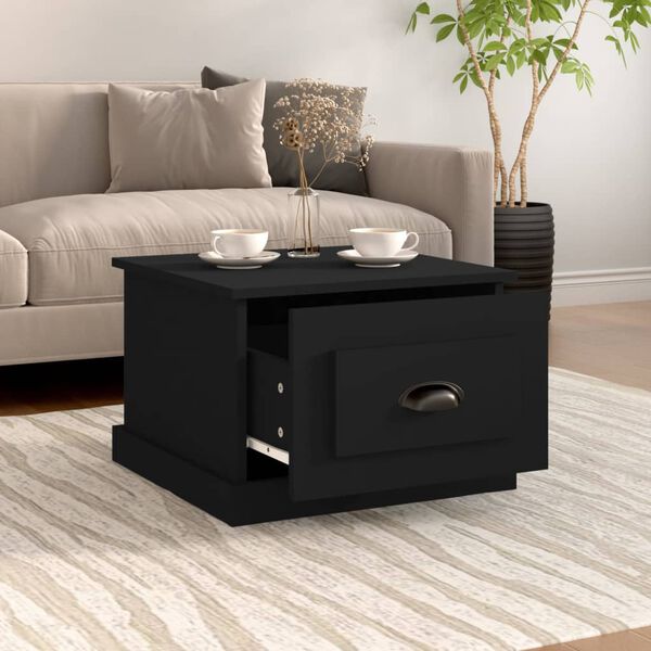 vidaXL Coffee Table Black Engineered wood 19.7x19.7x13.8 in Coffee Table