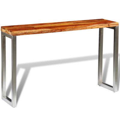 vidaXL Solid Sheesham Wood Console Table with Steel Leg