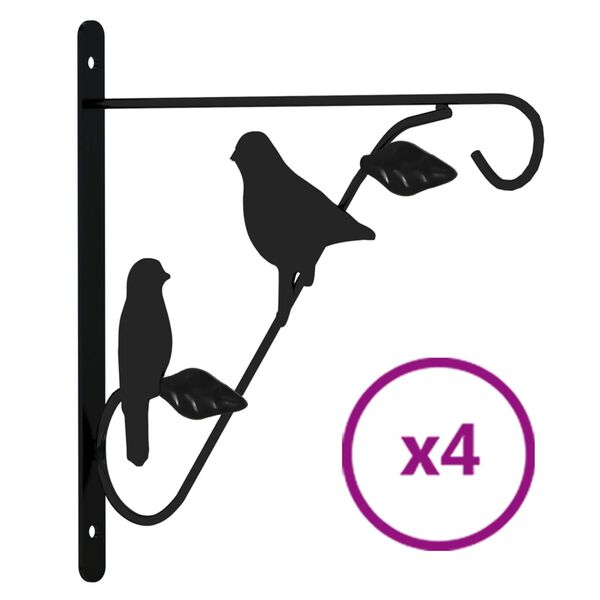 vidaXL Hanging Basket Bracket Black Powder-coated steel Medium