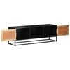 vidaXL TV Cabinet Natural Wood and Black Rough Mango Wood, Iron, MDF