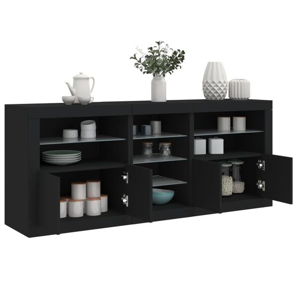 vidaXL Sideboard Black Engineered wood, Glass Large Sideboard