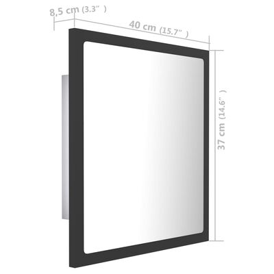 vidaXL LED Bathroom Mirror Gray 15.7"x3.3"x14.6" Acrylic