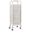 vidaXL Kitchen Trolley for 16 Trays 15.0x21.7x64.2" Stainless Steel