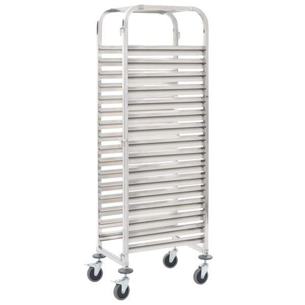 vidaXL Kitchen Trolley for 16 Trays 15.0x21.7x64.2" Stainless Steel