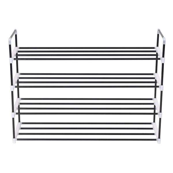 vidaXL Shoe Rack Black Metal and Plastic Medium Shoe Rack Rectangular