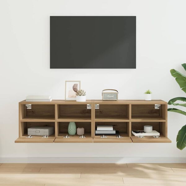 vidaXL TV Wall Cabinets 2 pcs Artisan Oak 23.62 x 11.81 x 11.81 in