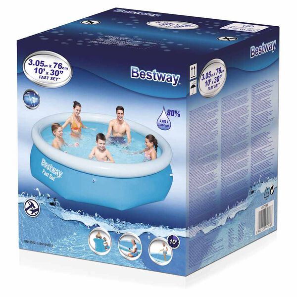 Bestway Swimming Pool Blue PVC, Polyester Standard Collapsible