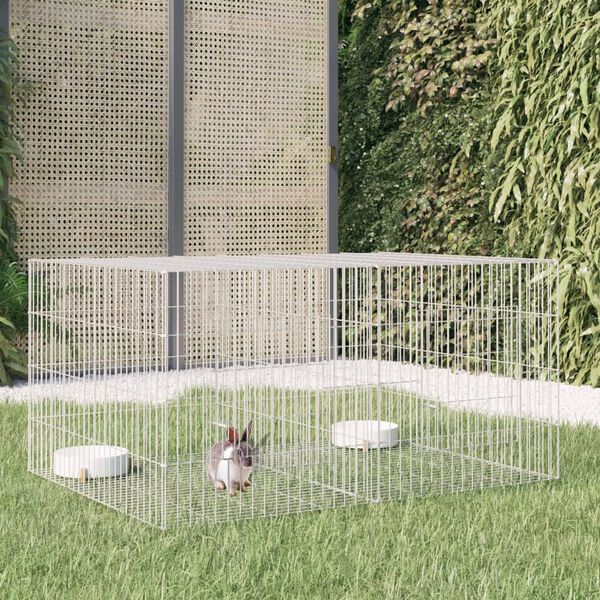 vidaXL Rabbit Cage Silver Galvanized Iron 43.3 x 31.1 x 21.3 in