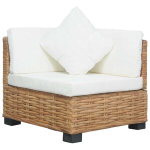 vidaXL Corner Sofa Brown Natural Rattan Medium Sturdy Corner Sofa
