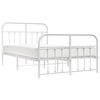 vidaXL Bed Frame White Powder-Coated Steel 47.2x74.8 in Bed Frame