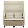 vidaXL Garden Sofa Beige PE rattan, powder-coated steel, polyester fabric