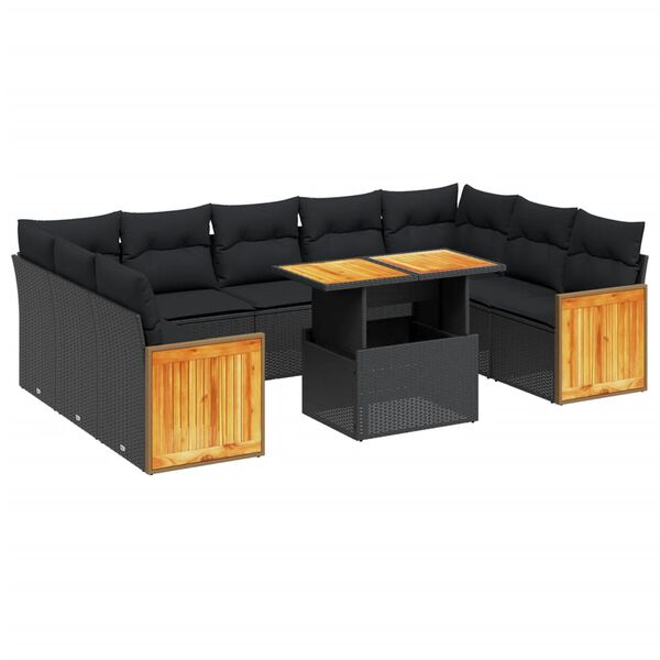 vidaXL Garden Sofa Set Black