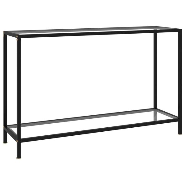 vidaXL Console Table Clear and Black Tempered Glass, Powder-Coated Steel
