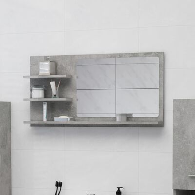 vidaXL Bathroom Mirror Concrete Gray 35.4"x4.1"x17.7" Engineered Wood