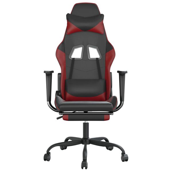 vidaXL Gaming Chair Black and Wine Red Faux Leather, Metal, Plywood Medium