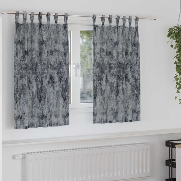 vidaXL Curtain with Curtains 2 pcs Silver Grey 55.1" x 55.1" Velvet