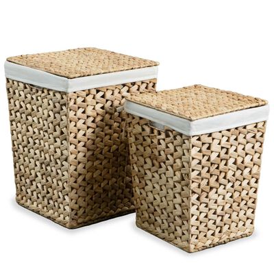 vidaXL Laundry Basket Set 2 Pieces Water Hyacinth