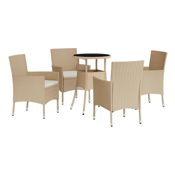 vidaXL Garden Bistro Set Beige Poly rattan Standard Durable