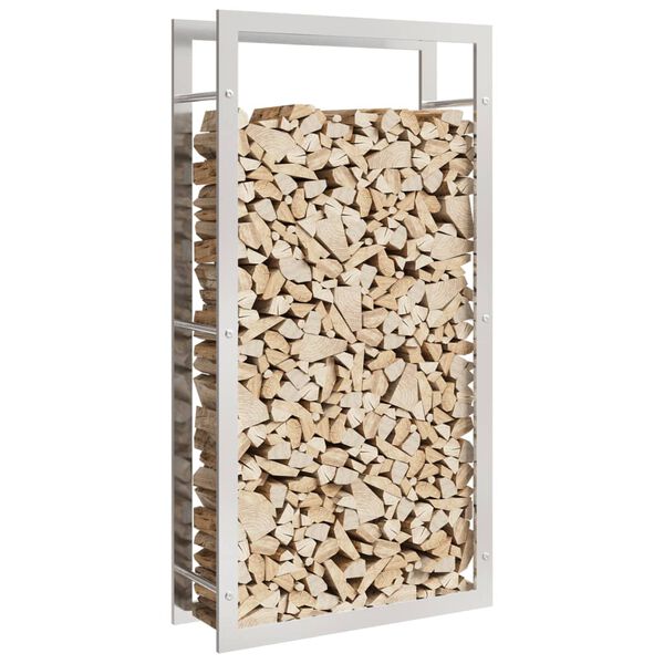 vidaXL Firewood Rack 31.5"x11"x60.6" Stainless Steel
