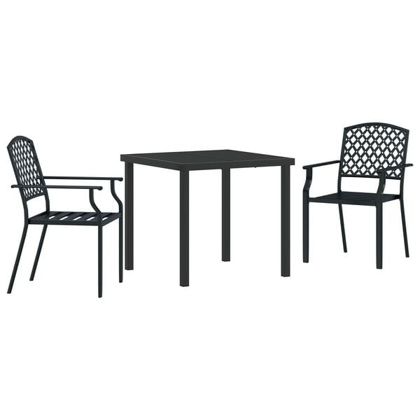vidaXL Garden Dining Set 7 pcs Anthracite Powder-Coated Steel
