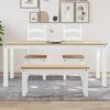 vidaXL Dining Table White Solid pine wood Large Decorative Inlays