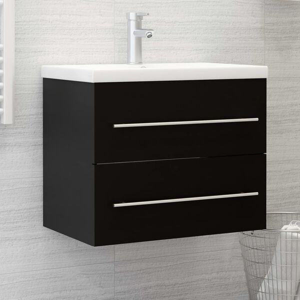 vidaXL Sink Cabinet Black Engineered Wood Medium Bathroom Cabinet