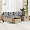 vidaXL Garden Sofa Set Beige PE rattan, powder-coated steel, fabric