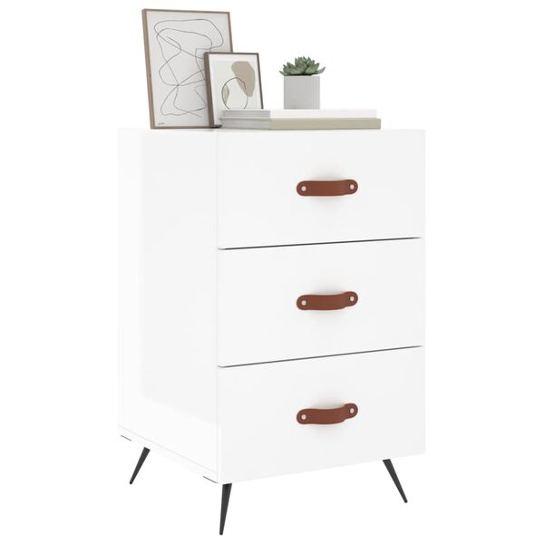 vidaXL Bedside Cabinet High gloss white