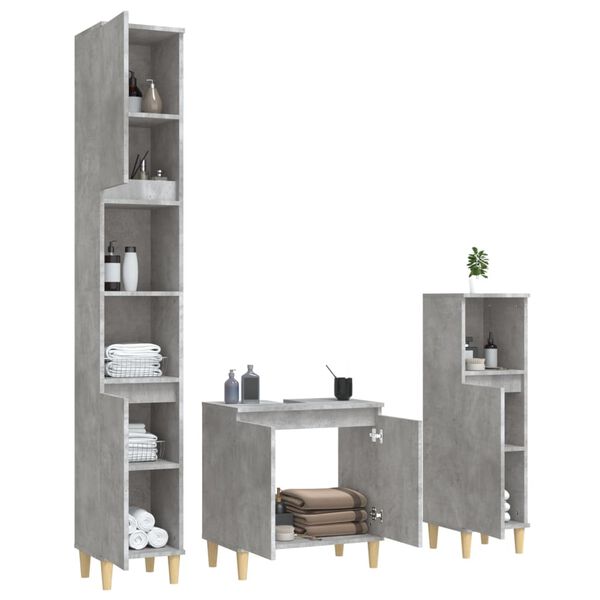 vidaXL Bathroom Furniture Set Concrete Grey Engineered Wood