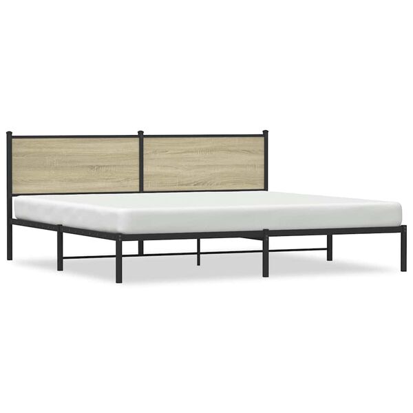 vidaXL Bed Frame Sonoma Oak Steel, engineered wood Full Bed Frame