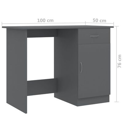 vidaXL Desk Gray 39.4"x19.7"x29.9" Engineered Wood