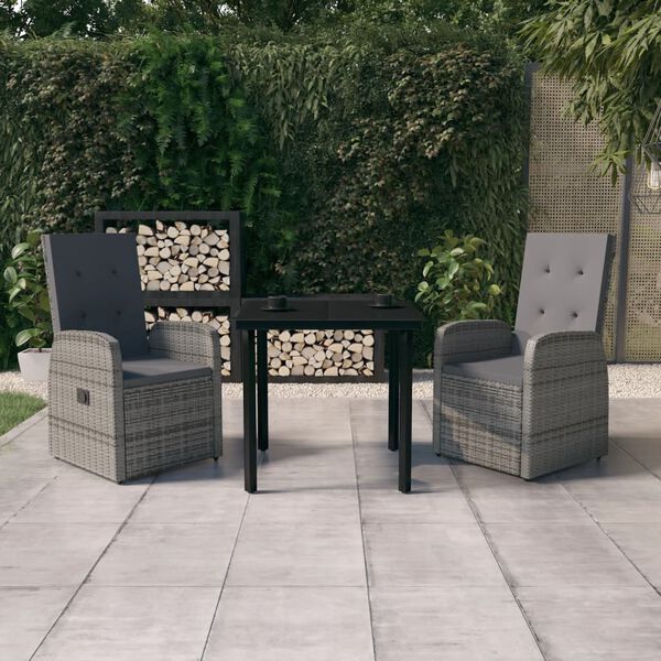 vidaXL Garden Dining Set Grey and black