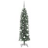 vidaXL Artificial Slim Christmas Tree Green and White 59.06 in
