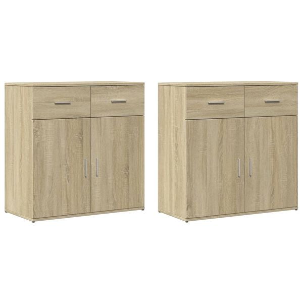 vidaXL Sideboards 2 pcs Sonoma Oak 31.1"x15"x31.5" Engineered Wood