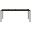 vidaXL Garden Table Black Poly Rattan, Powder-Coated Steel, Tempered Glass