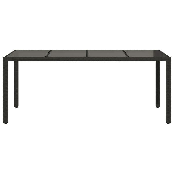 vidaXL Garden Table Black Poly Rattan, Powder-Coated Steel, Tempered Glass