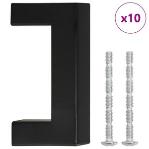 vidaXL Cabinet Handle Set of 10 Black Stainless Steel Medium Durable