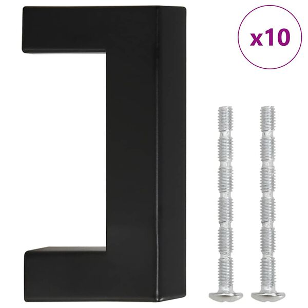 vidaXL Cabinet Handle Set of 10 Black Stainless Steel Medium Durable