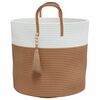 vidaXL Storage Basket Brown and White Cotton 15.7 in x 13.8 in