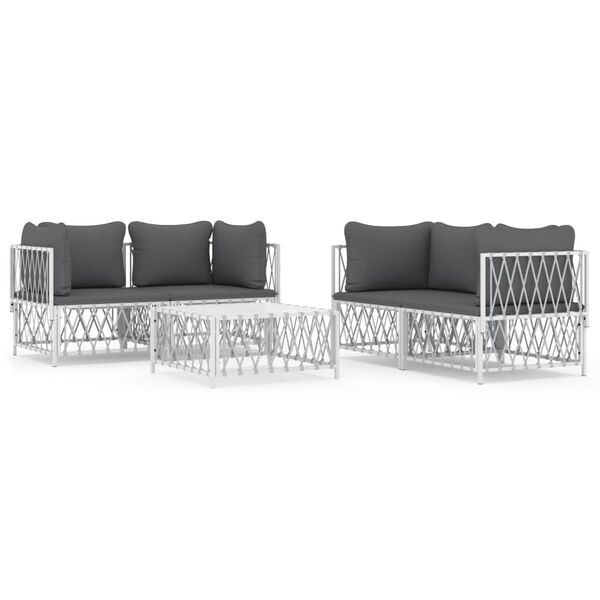 vidaXL Garden Lounge Set White, Dark Grey
