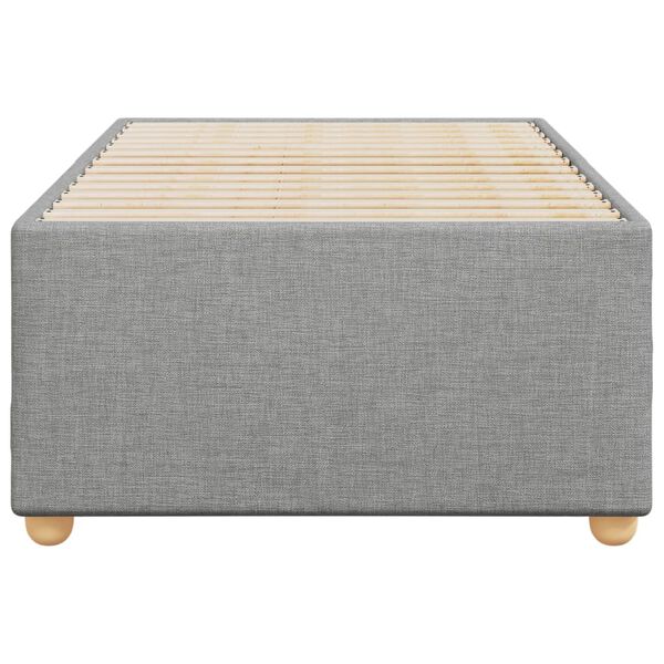 vidaXL Bed Frame Light Grey Polyester, Plywood, Engineered Wood Twin