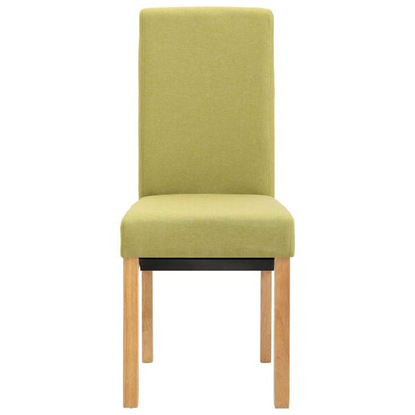 vidaXL Dining Chair Set of 2 Green Fabric and wooden frame Standard