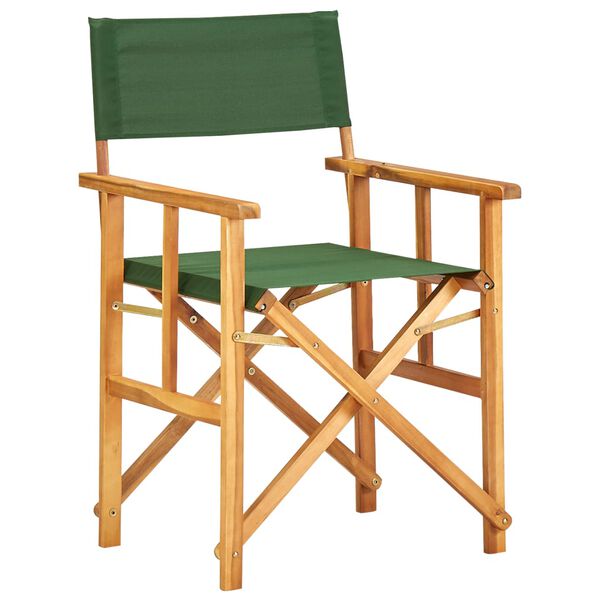 vidaXL Chair Set of 2 Natural wood color and green