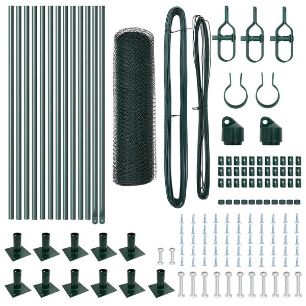 vidaXL Fence Post Green 82.02 x 1.31 ft (0.98 in mesh) Steel and PVC