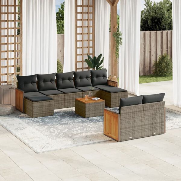 vidaXL Garden Sofa Set Grey with dark grey cushions