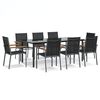 vidaXL 9 Piece Patio Dining Set Black Textilene and Steel