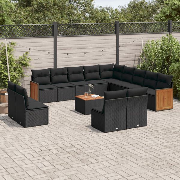 vidaXL Garden Sofa Set Black